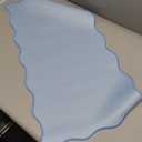 Hahafelt Scalloped Desk Mat Large Scalloped Piping Cute Desk Mat Aesthetic Preppy Table Pad Large Nonslip Pad with Edge Stitching Waterproof Gaming(Blue,31.5 x 15.75 Inches)