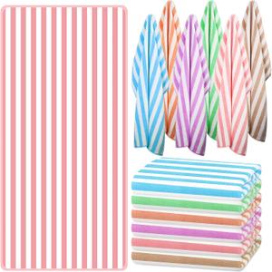 Jecery 12 Pieces Striped Beach Towels Bulk Oversized Pool Towel Pack Absorbent Soft Quick to Dry Bath Towel Colorful Beach Towels for Hotel, Spa Hot Tub, Bath and Swim Summer, 30 x 60 Inches, Large