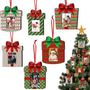Namalu Small Frames for Christmas Ornaments Mini Wooden Picture Frame Ornaments for Christmas Tree Xmas Family Photo Hanging Keepsakes for Holiday Party Decorations Gifts (Vibrant,12 Pcs)