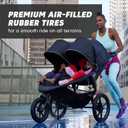 Baby Jogger Summit X3 Double Jogging Stroller, Side by Side Double Stroller with Smooth Ride for Walking/Jogging, Compact Fold, All-Terrain Air Filled Tires, and All-Wheel Suspension, Midnight Black