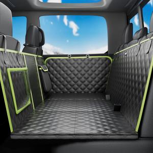 Back Seat Extender for Dogs 57 * 28.7 in, Waterproof Leather Fabric Dog Car Seat Cover for Back Seat, Foldable in the Car, Hard PVC Panels Bottom Support to 330 lbs, Full Coverage for Full Size Truck (dog hammock style)