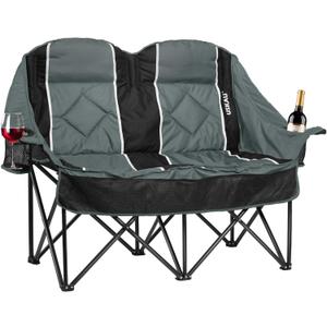Oversized Double Camping Chair - 2 Person Folding Loveseat for Campfire Snuggle Freedom, Heavy Duty 660LBS Support with Frustration-Free Oversized Carry Bag, Perfect for Couples, Dogs & Sports (Twilight Gray 2)