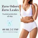 AIRCUTE Washable Urinary Incontinence Protective Underwear for Women Leak Proof Absorbent Reusable Panties 60ML 1 Pack (White, Large)