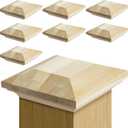Sasylvia 8 Pcs 3.5" x 3.5" Wood Newel Post Cap Fence Post Cap for Topper Top Resistant Decking Caps for Indoor Outdoor Fences Decks and Mailboxes Cover