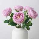 Real Touch Artificial Austin Roses  5 Stems Luxury Faux Silk Roses with Moist Feel Petals, Full-Bloom Design for Home Dcor, Wedding Centerpieces & Floral Arrangements(Purple)