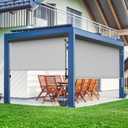 Outdoor Roller Shade for Patio with Aluminum Valance, (10'W X 8'H) 420GSM New Material Patio Blinds with 95% UV Blockout, Outdoor Blinds with Crank Handle for Shading, Privacy Protection, Gray