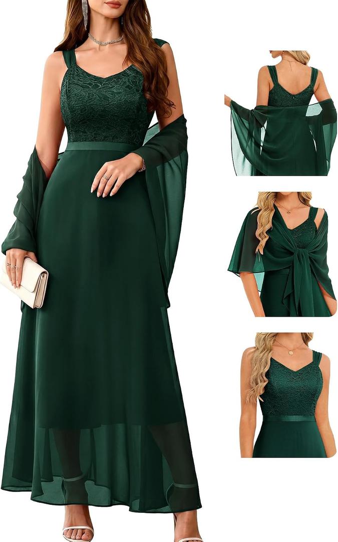 BeryLove Formal Wedding Guest Sequin Prom Dresses Cocktail Evening Lace Elegant Mother of The Bride Dress S
