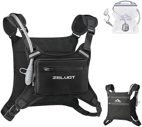 Zelvot Running Vest for Men, Chest Pack with 1L Water Bladder, USA Original Patent, Lightweight Adjustable Reflective Running Hydration Vest for Marathon, Hiking, Cycling