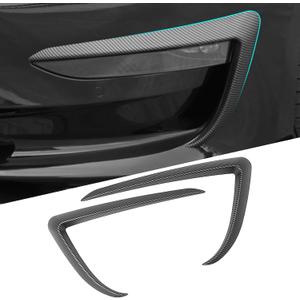 FASTCHE Tesla Model 3 Front Fog Light Trim Cover Fog Lamp Frame Blade Trim Eyebrow Spoiler for Tesla Model 3 2017 2018 2019 2020 2021 2022 2023 (Matte Carbon Fiber)