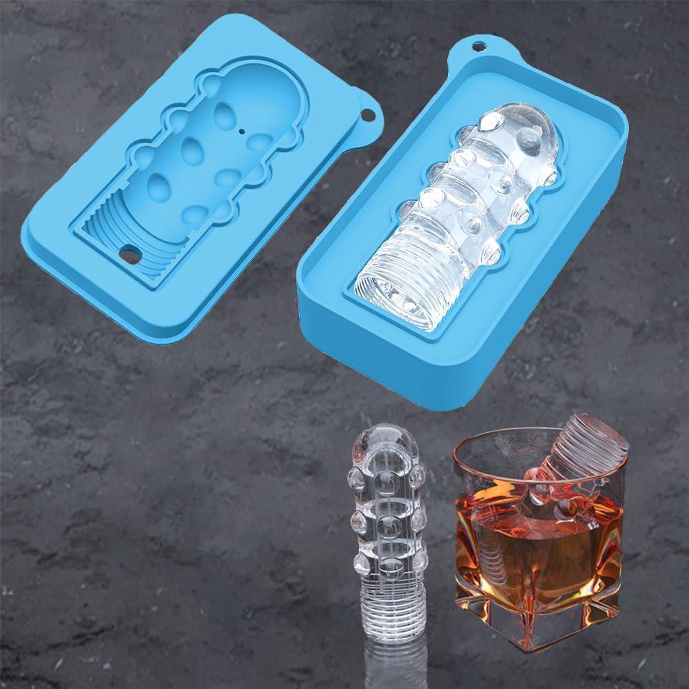 2 x 3D Whiskey Ice Cubes Mold, Funny Shape Ice Cube Tray with Funnel, Party Ice Molds for Cocktails, Bourbon, Brandy, Prank Gifts for Women, Men