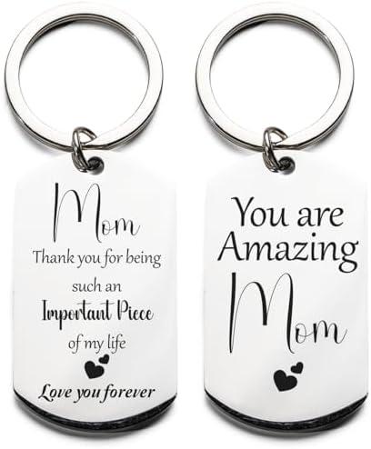 SET OF 3, Mom Keychain Gift from Daughter Son – Mothers Day Birthday Present for Mom Women, You Are Amazing - Love You Forever Keychain – White Laser Engraved Sentiment for Mother