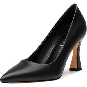 AMBELIGHT Women's Pointed Toe Stiletto Pumps 3.2 Inch High Heels Slip On Classic Comfort Dress Shoes for Wedding Party Office Work (8, Black)