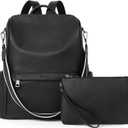 CLUCI Womens Backpack Purse PU Leather Anti-theft Large Fashion Designer Travel Bag Ladies Shoulder Bags | Purse, Fashion, Ladies, Shoulder Bags, Purse, Ladies (Top Zip-y Black(2pc))