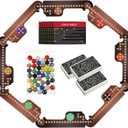 Kathfly Jokers and Marbles Board Game Pegs Card Game Set with 8 Wood Boards 40 Colorful Marbles Pegs 3 Boxes Playing Card 8 Game Instructions for Adults Family, 4-8 Players(Retro Colors)