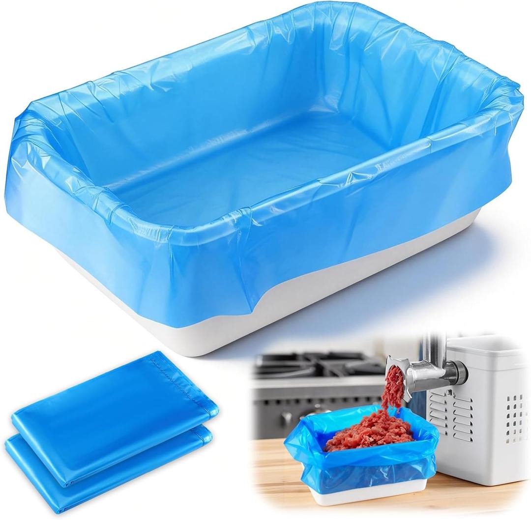 50 Pack Disposable Meat Lug Liners Heavy-Duty 22" x 21" Poly Tub Liners 2.5 Mil Food Basket Bags for Meat Processing, Mixing & Transport Storage Flat-Open Plastic Bag for Easy Cleanup(Blue)