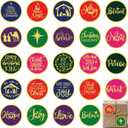 2 x Christmas Stickers for Envelope Seals Cards Making Crafts 2 Inch Round Happy Holiday Christmas Label Card Vinyl Stickers for Mailing Baked Goods Gifts Decorative Bag (Joy168)