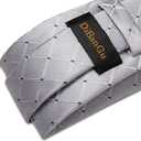 DiBanGu Mens Silk Necktie Solid Color Tie and Pocket Square Cufflink Tie Clip Set Woven Plain Ties for Men Wedding Party (Gray)