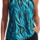 Hanna Nikole Women's Tankini Swimsuits Two Piece Tummy Control Bathing Suit with Athletic Pockets Swim Shorts Swimwear (Blue, S)