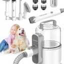 Dog Vacuum Grooming Kit for Shedding: Professional Hair Clippers Pet Groomer - Strong Suction Cleaner Deshedding Tool Fur Brush Attachment Trimmer for Home Cat (Pale White)