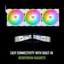 Thermaltake SWAFAN EX 14 ARGB PC Cooling Fan White, 3-Fan pcak, 500~2000 RPM, Magnetic Connection, Reversable Blades, sync with MB RGB Software, CL-F170-PL14SW-A