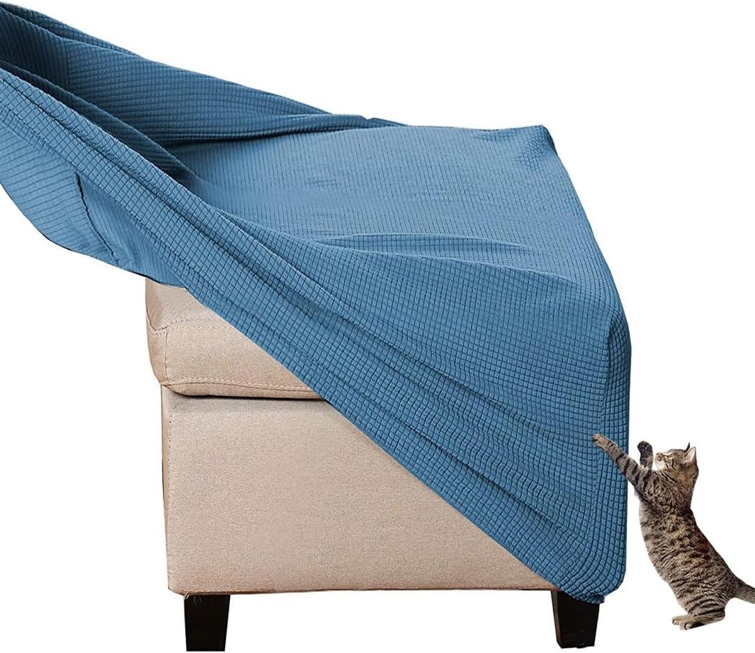 Stretch Ottoman Cover Round Footstools Covers Velvet Jacquard Foot Stool Large Ottoman Slipcover,Anti-Slip Foot Stool Furniture Protector with Elastic Bottom for Living Room Bedroom ( Color : #31 , Si (55x55x40cm)