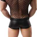 Mens Imitation Leather Underwear Sexs Boxer Briefs (Black, XL)