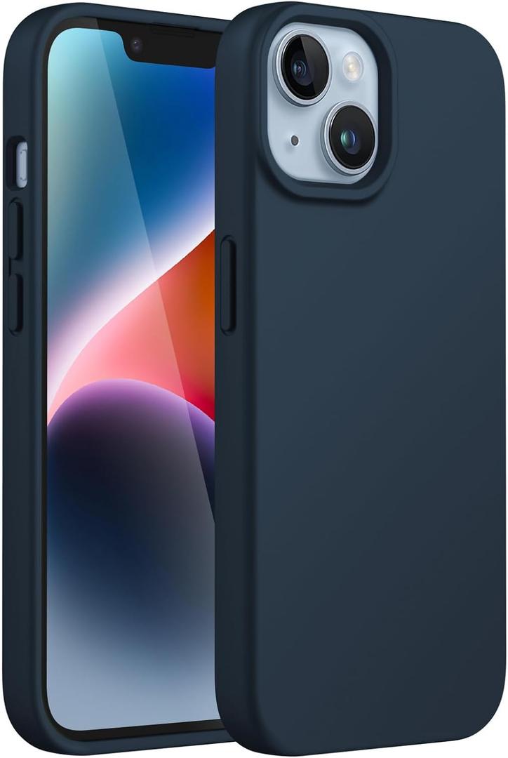 JETech Silicone Case for iPhone 14 6.1-Inch, Silky-Soft Touch Full-Body Protective Phone Case, Shockproof Cover with Microfiber Lining (Navy)