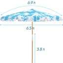 6.9Ft Beach Umbrella with Wood Pole & Carrying Bag, Lightweight yet Sturdy, UPF 50+ for Beach, Camping, and Picnic