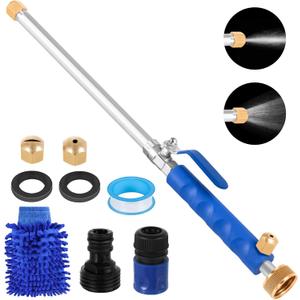 Jet Nozzle for Garden Hose 2-in-1 Jet Nozzle High Pressure Hose Nozzle with 2 Different Nozzles and Hose Quick Connectors for Car Pet Garden Cleaning (Blue)
