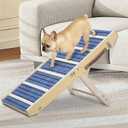 Dog Ramp for Bed, Upgraded 33" Long Portable Dog Ramp for Couch, Wood Folding Pet Ramp for All Breeds Small Old Dogs to Get on Bed, 4 Adjustable Heights 12.9" to 17.7"(Wood, Up to 50lbs)