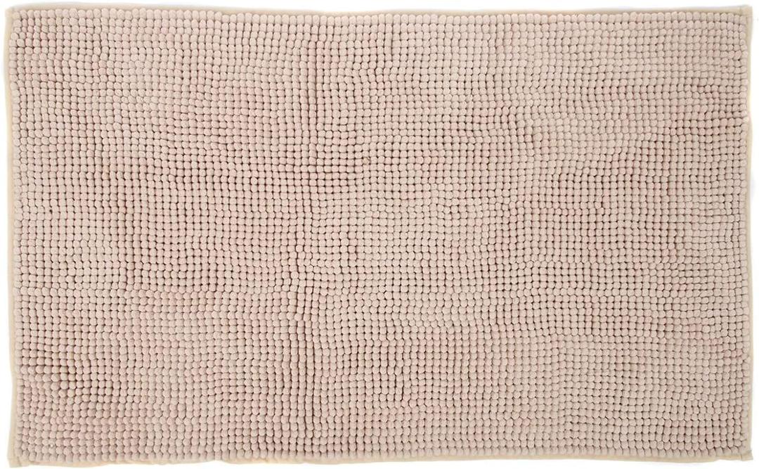 TRENTON Gifts Soft Microfiber Non-Slip Rubber Bath Mat Rug. Bathroom Mat. 34"x21" Beige