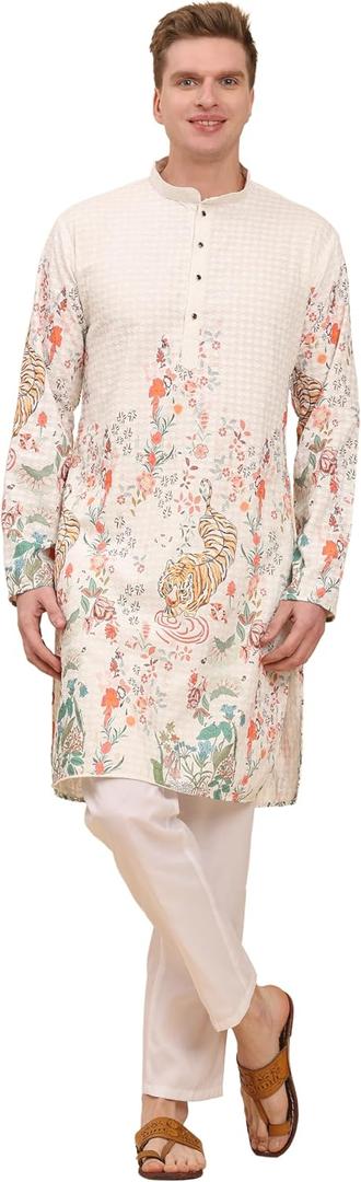 Pro-Ethic Style Developer Mens Indian Traditional Cotton Kurta Sets, Men Kurta Set Indian Wedding Dress (A-125) XX-Large, Orange