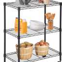 FDW Wire Shelving Metal Storage Shelves 23L x 13W x 32H 3 Tier Layer Storage Shelves with Wheels for Kitchen Garage Small Places,Black