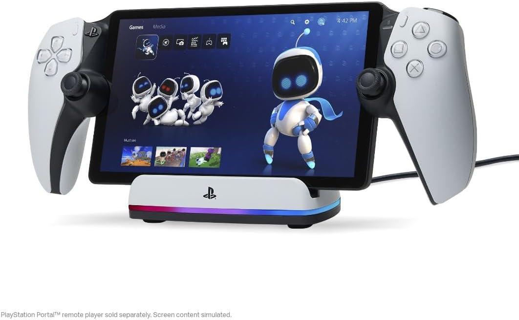 PowerA Charging Station for PlayStation Portal Remote Player with Lumectra, RGB Lighting, USB Powered, Magnetic Charger, Charge and Display, Weighted Base