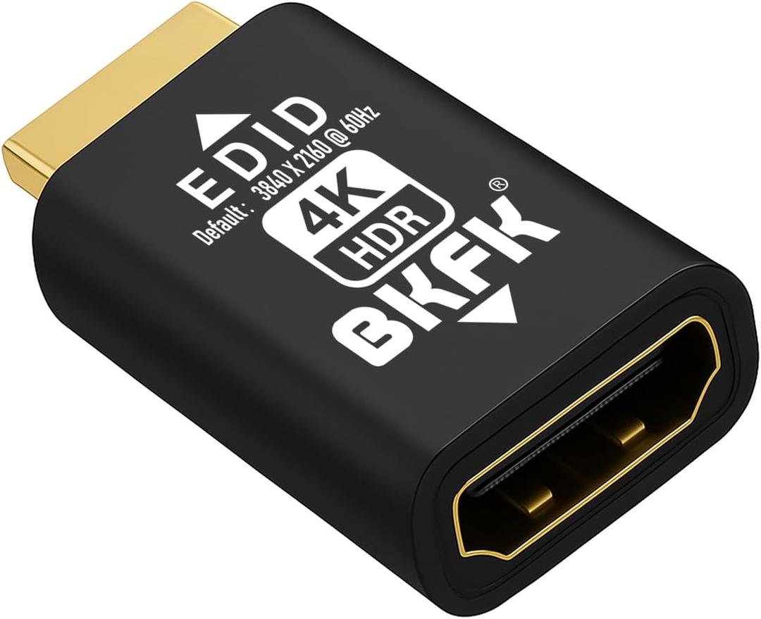 HDMI EDID Emulator, Passthrough Display Adapter, Default Resolution Dummy Plug, Headless Ghost for HDMI Switches, Extenders, AV Receivers, Video Splitters (GM-4K60Hz-default2160P-HDR)