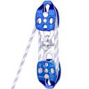 Heavy-Duty Double Block and Tackle Pulley System 100Ft x 1/2'' Rope, 7700 LB(35KN) Breaking Strength, 4:1 Lifting Ratio Ideal for Garage, Attic, and Heavy Lifting Applications