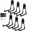 6 Pack Garage Hooks Heavy Duty with Anti-Slip Coating, Steel Utility Ladder Hooks for Hanging Garden Tools, Hoses, Ropes, Bikes and More (5.3in)