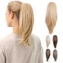 JUVABUN Straight Ponytail 15" Platinum Blonde | Claw Clip-In Ponytail Hair Extensions | Synthetic Clip-In Ponytail for Women | Straight Ponytail Extension | Real Human Hair Look