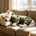 Mihachi Dog Snow Suit Dog Coat Soft Fleece Pullover Pajamas, Pet Windproof Warm Cold Weather Jacket with Zipper, Reflective Jumpsuit Apparel Outfit Clothes for Medium Dog, Army Green SM