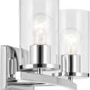 Kichler Crosby 15.25" 2-Light Bathroom Vanity Light Fixture with Clear Glass in Chrome for Modern Powder Room, Wall Mount Over Mirror (15.25" x 8.75"), 45496CHCLR