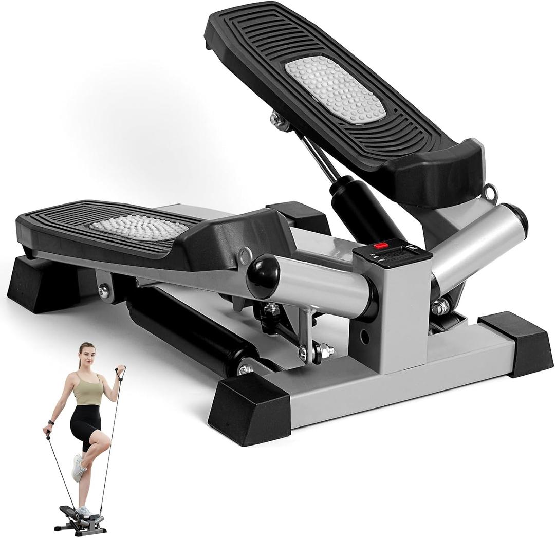 BESVIL Stair Steppers for Exercise, Steppers for Exercise at Home, Hydraulic Mini Fitness Stepper with ResistancBands, 330lbs Weight CapacityStepper for Total Body Workouts.