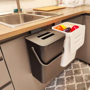 stonespace Under Sink Trash CanKitchen Compost Bin, Diaper Pail, 3.2 Gallon/12L Hanging Garbage Can for Baby Crib/Bathroom/Cupboard, Plastic Food Waste Bin,1 Pack Black