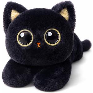 4 Pounds Black Cat Weighted Stuffed Animals with Unscented Microwavable Heating Pad, Cute Coolable Heatable Weighted Plush Warm Gift for Kids & Adults