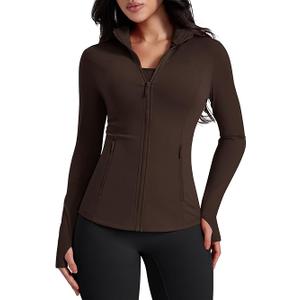 Workout Jackets Lightweight Athletic Zip Up Jacket Slim Fit Running Gym Top with Pockets & Thumb Holes,S