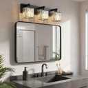 Bathroom Light Fixtures Matte Black 3-Light Crystal Vanity Lights