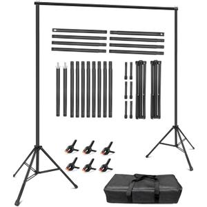 Hemmotop Backdrop Stand 10x8ft (WxH), Photography Background Stand for Parties, Adjustable Photo Backdrop Stands Kit for Wedding, Photo Booth, Party, Decoration, Balloon, Projector Screen