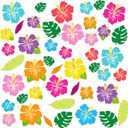 Bulletin Board Decorations, Tropical Classroom Decoration, 49pcs Hawaiian Flowers Decoration Cutouts Set with Glue Points for Summer Hawaii Luau Flamingo Jungle Floral Classroom Party Door Wall Decor (Multi Color)