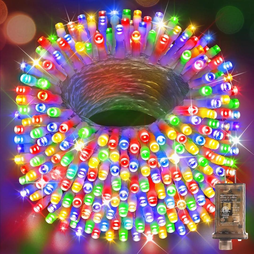 Hezbjiti Christmas String Lights Outdoor, 1000 LED 394ft 8 Lighting Modes Christmas Fairy Lights with Remote and Timer for Home, Birthday, Wedding, Party, Tree Decorations (1000 LED, Multicolor) (1000LED 403FT Clear Wire)