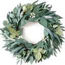 22 Inch Eucalyptus Greenery Wreaths for Front Door, Artificial Outdoor Spring Summer Wreath for Porch, Window, Farmhouse, Home Decor - All Seasons