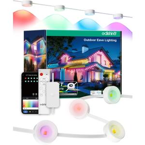 EDISHINE 60ft Permanent Outdoor Lights, 40 LED Eave Light with App/Remote, Smart Rainbow RGBW Holiday Light with 50 Scene Modes, IP67 Waterproof for House, Compatible with Alexa Google Assistant